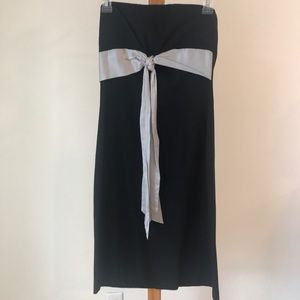 Ruth Strapless Black Cocktail Dress with Grey Bow